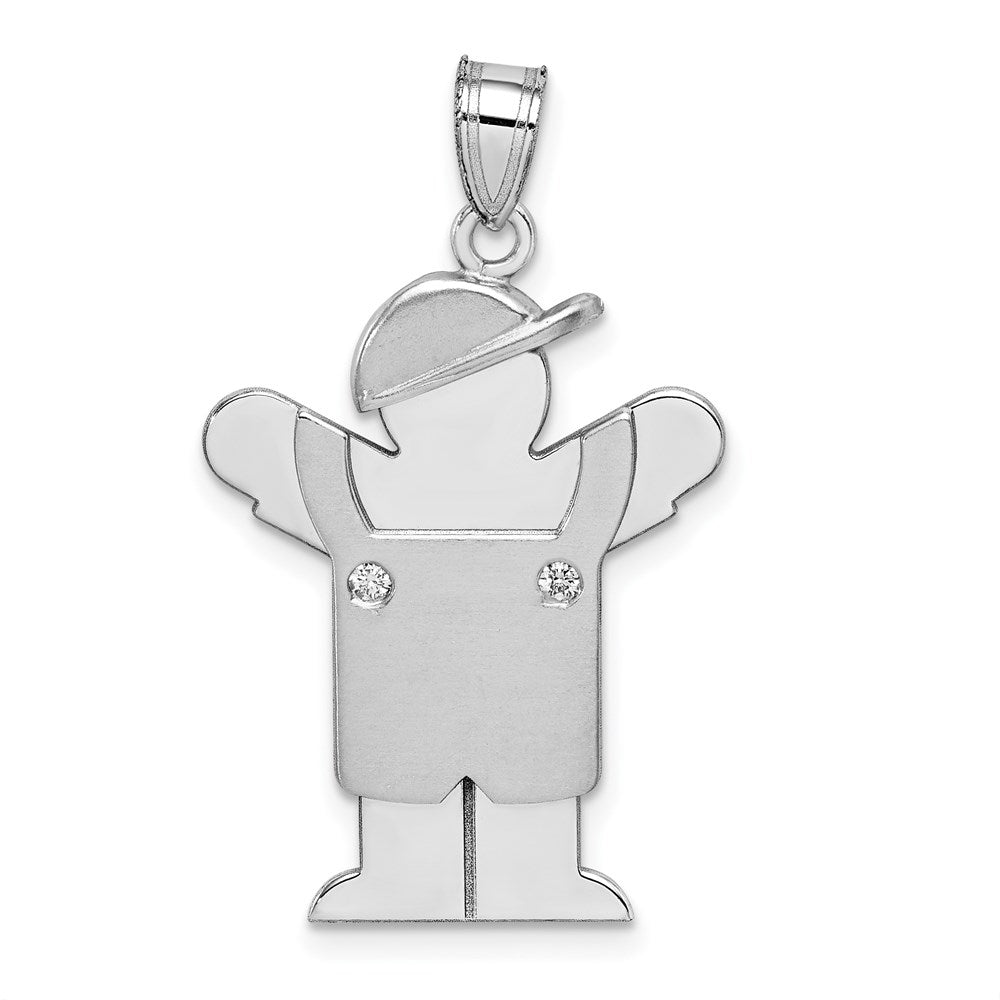 14k White Gold A Diamond Kid Pendant - 21
