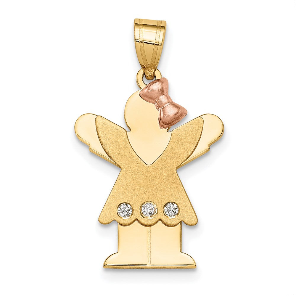 14k Two-tone VS Diamond Kid Pendant - 2