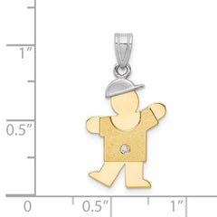 14k Two-tone AAA Diamond Kid Pendant - 4