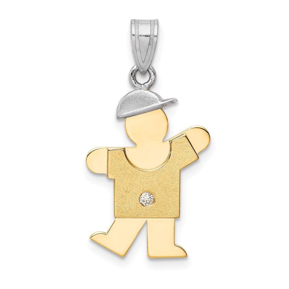 14k Two-tone AAA Diamond Kid Pendant - 4