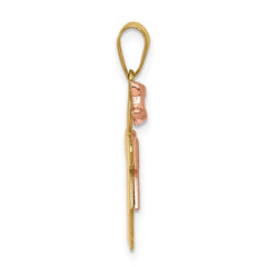 14k Two-tone A Diamond Kid Pendant - 14