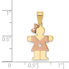 14k Two-tone A Diamond Kid Pendant - 14
