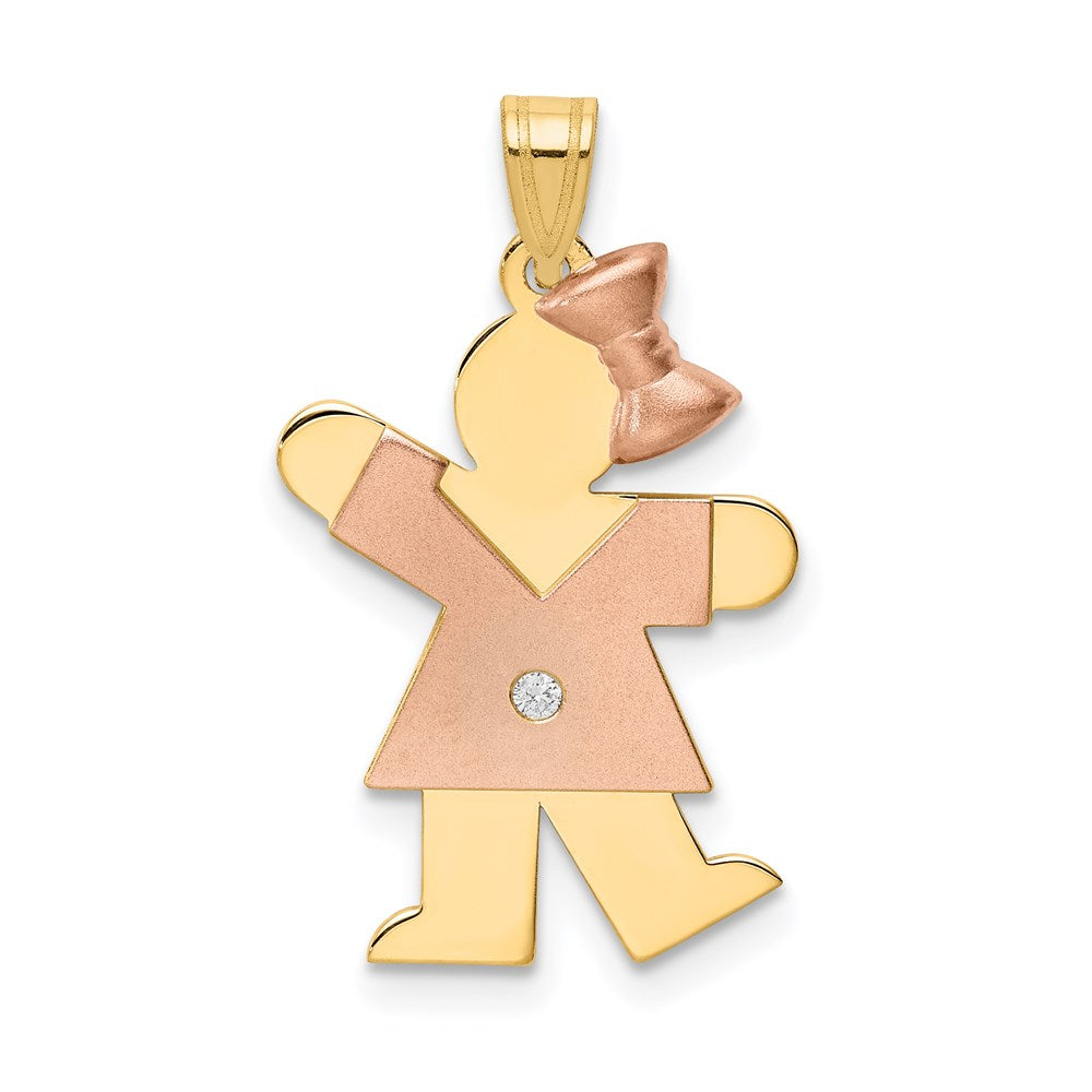 14k Two-tone AA Diamond Kid Pendant - 2