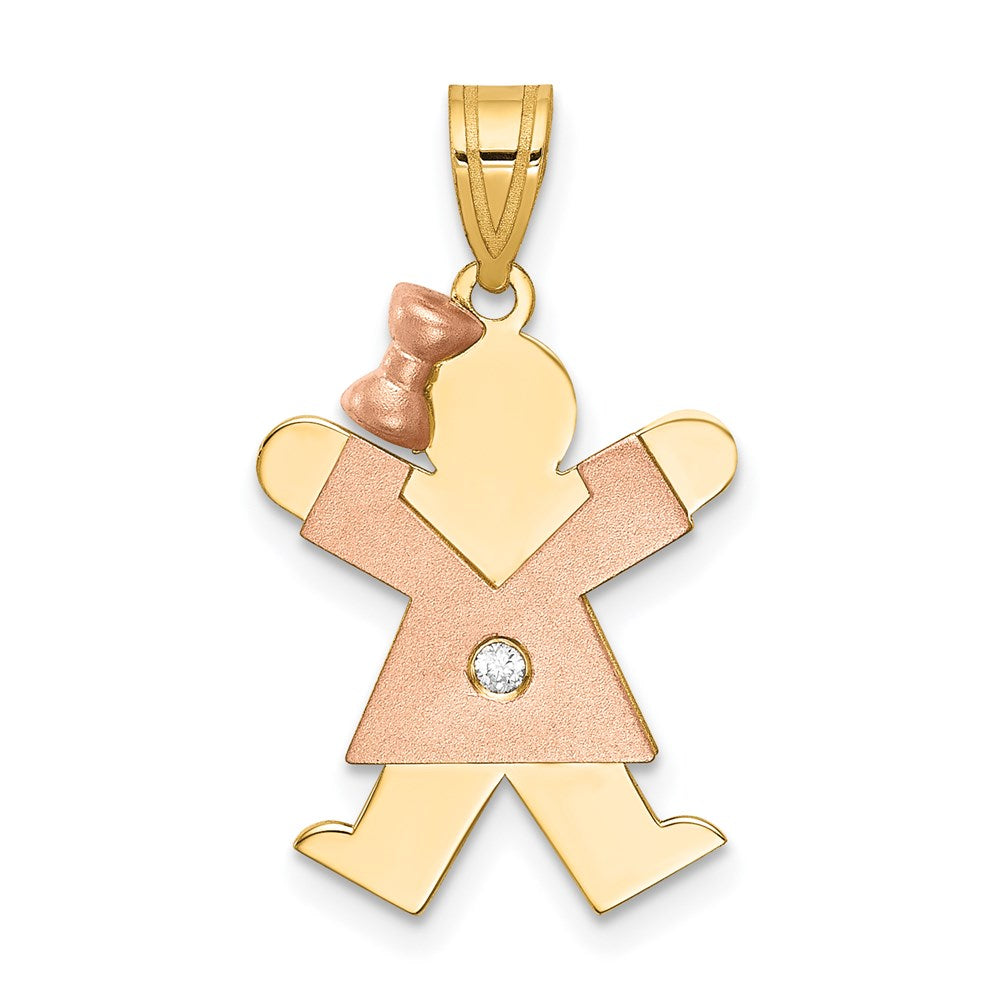 14k Two-tone VS Diamond Kid Pendant - 7