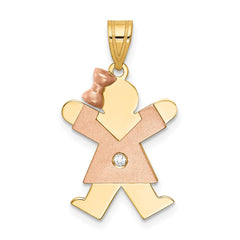 14k Two-tone VS Diamond Kid Pendant - 7