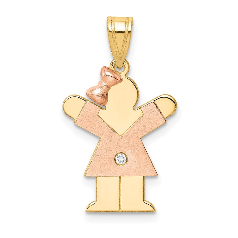 14k Two-tone VS Diamond Kid Pendant - 15