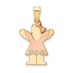 14k Two-tone AAA Diamond Kid Pendant - 7
