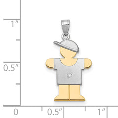 14k Two-tone VS Diamond Kid Pendant - 5