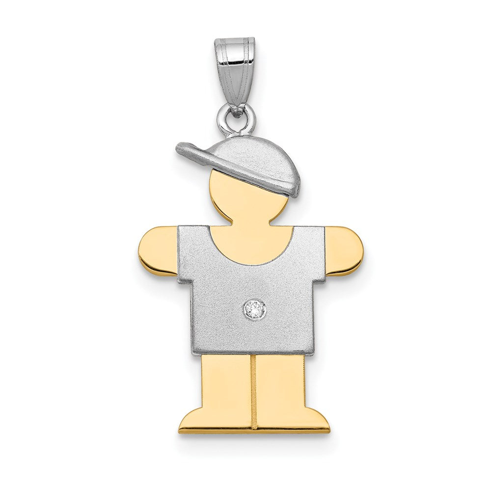 14k Two-tone AA Diamond Kid Pendant - 23