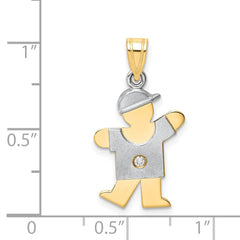 14k Two-tone A Diamond Kid Pendant - 5