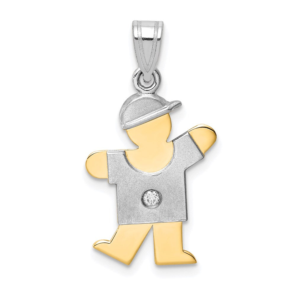 14k Two-tone A Diamond Kid Pendant - 5