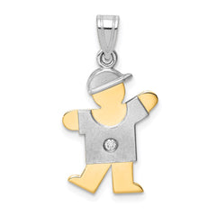 14k Two-tone A Diamond Kid Pendant - 5