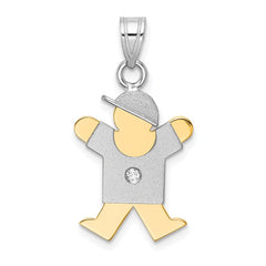 14k Two-tone AAA Diamond Kid Pendant - 5