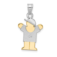 14k Two-tone AAA Diamond Kid Pendant - 24