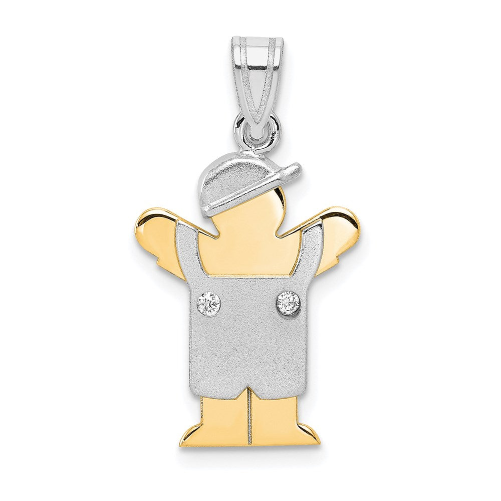 14k Two-tone AAA Diamond Kid Pendant - 25