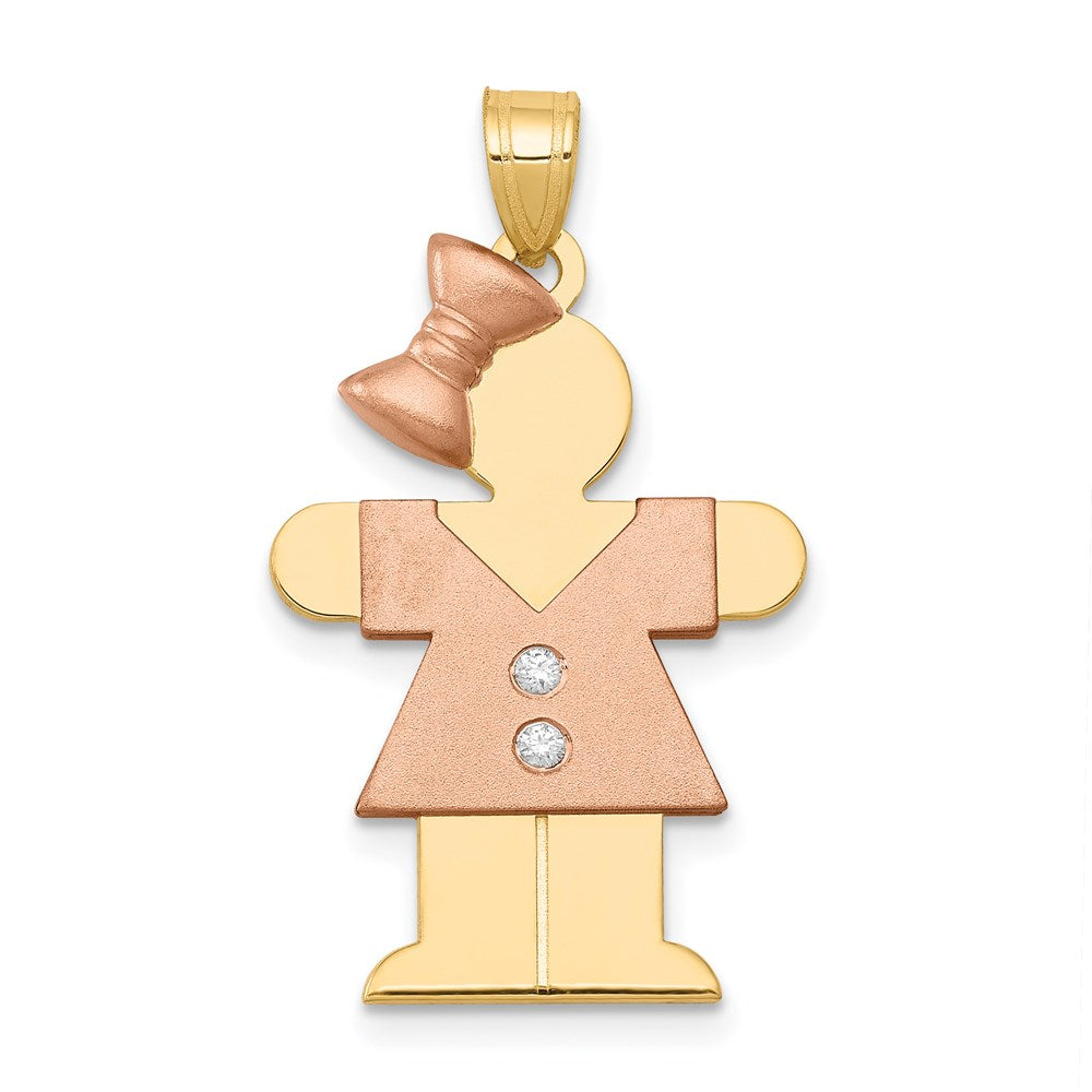 14k Two-tone A Diamond Kid Pendant - 26