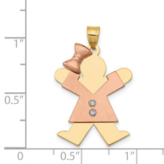 14k Two-tone VS Diamond Kid Pendant - 26