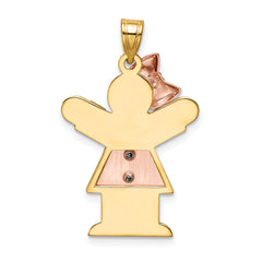 14k Two-tone AA Diamond Kid Pendant - 26