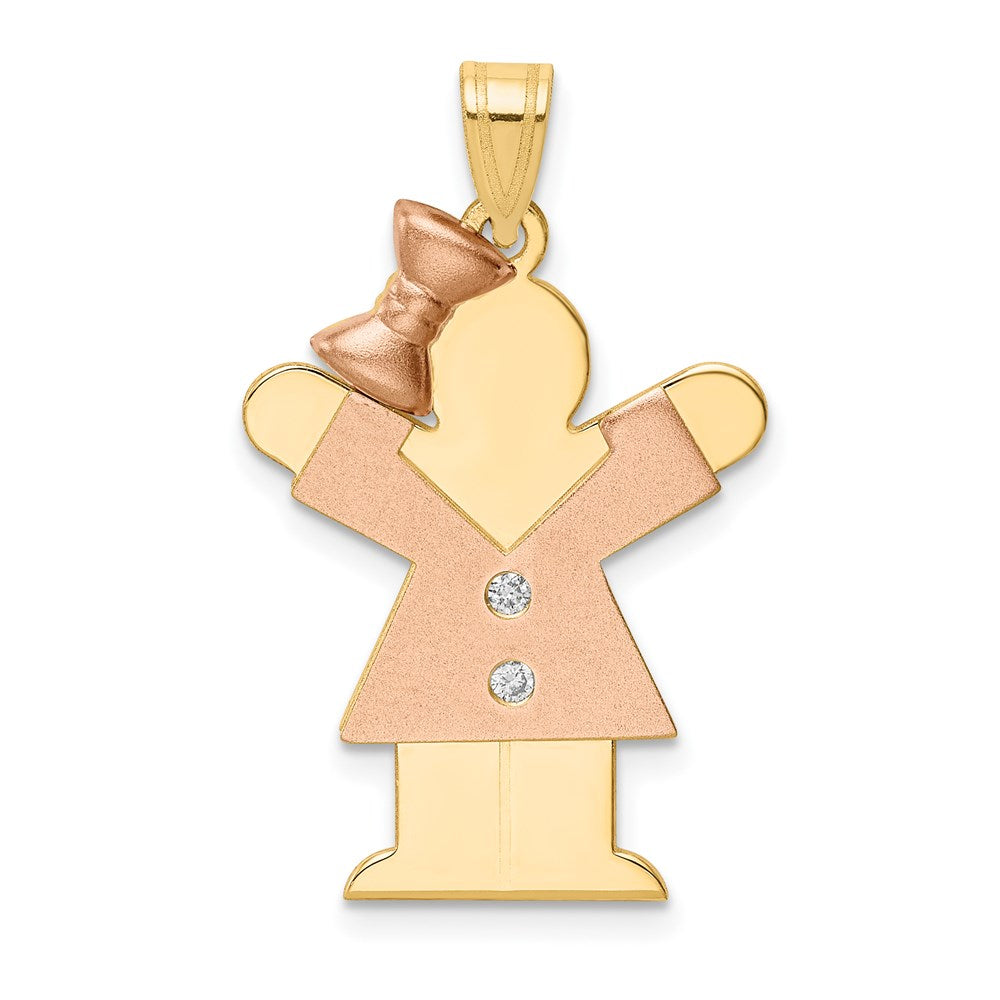 14k Two-tone AA Diamond Kid Pendant - 26