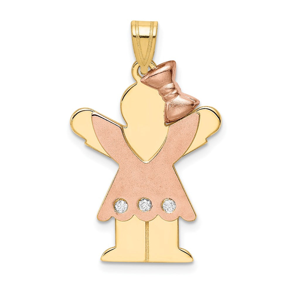 14k Two-tone AAA Diamond Kid Pendant - 8