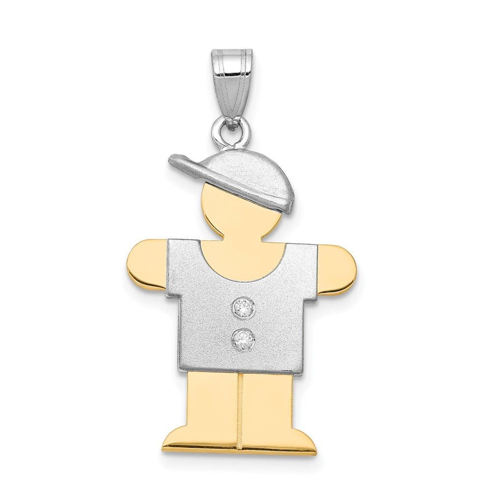 14k Two-tone AA Diamond Kid Pendant - 27