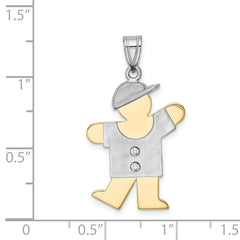 14k Two-tone A Diamond Kid Pendant - 6