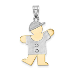 14k Two-tone A Diamond Kid Pendant - 6