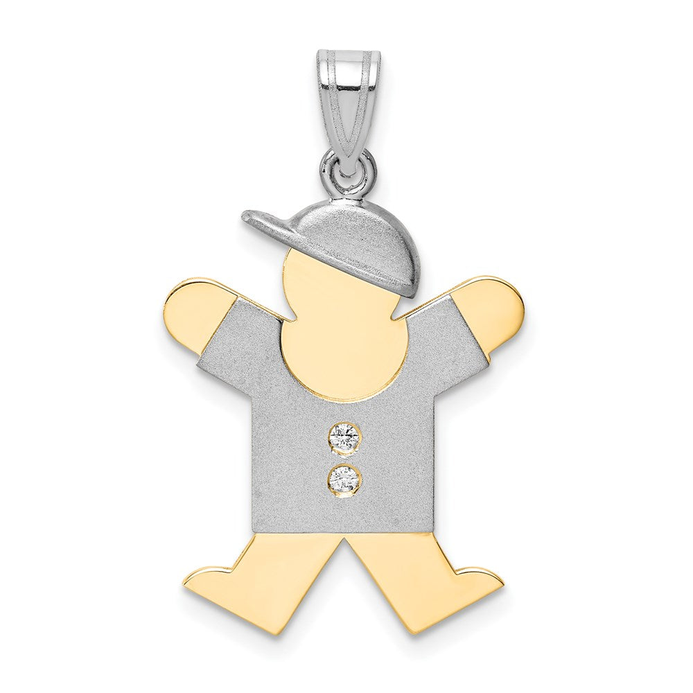 14k Two-tone VS Diamond Kid Pendant - 28