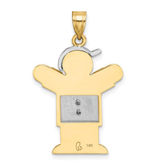 14k Two-tone A Diamond Kid Pendant - 28