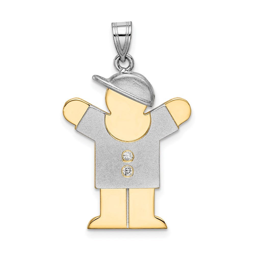14k Two-tone A Diamond Kid Pendant - 28