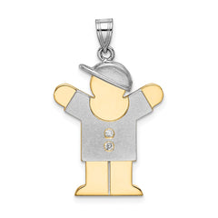 14k Two-tone A Diamond Kid Pendant - 28