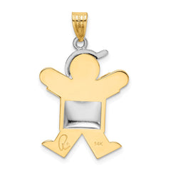 14k Two-Tone Puffed Boy with Hat on Right Engravable Charm - 3
