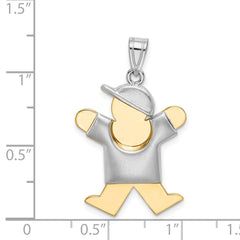 14k Two-Tone Puffed Boy with Hat on Right Engravable Charm - 3