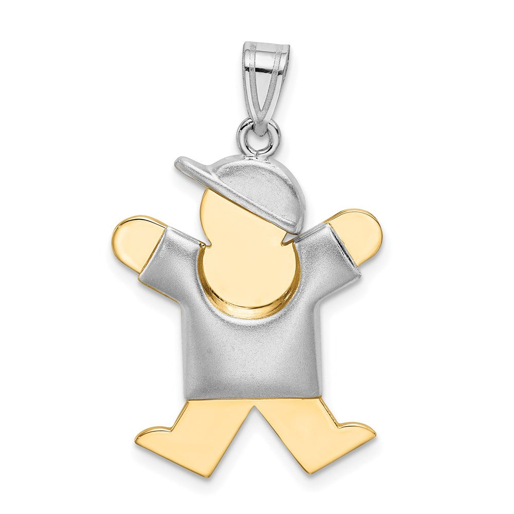 14k Two-Tone Puffed Boy with Hat on Right Engravable Charm - 3