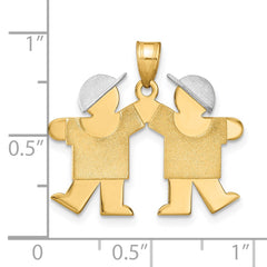 14k Two-Tone Small Double Boys Engravable Charm - 2