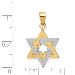 14K Two-Tone Star Of David Pendant - 2
