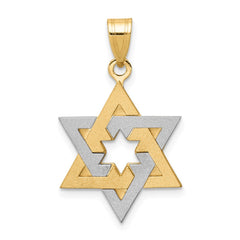 14K Two-Tone Star Of David Pendant - 2