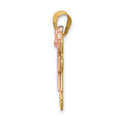 14k Tri-Color Small Boy on Left and Girl on Right Engravable Charm - 2