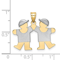 14k Two-Tone Small Double Boys Engravable Charm