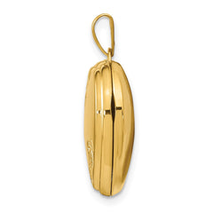 14K Polished Floral 18mm Heart Locket