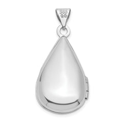 14K White Gold Polished Diamond 21x13mm Teardrop Locket