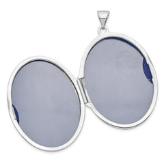 14k White Gold 32mm Oval Flower With Scrolls Locket