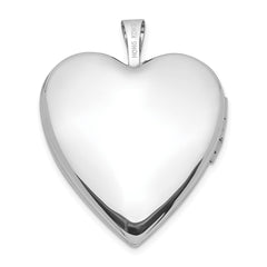 14K White Gold Polished and Satin Diamond Star 20mm Heart Locket