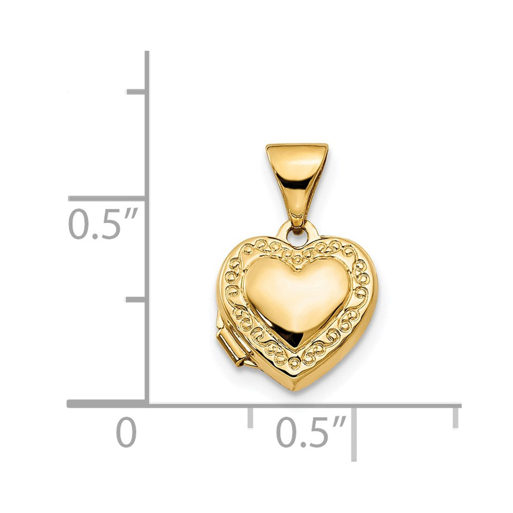 14k Scroll Border 10mm Heart Locket