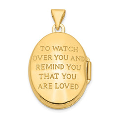 14k with White Rhodium Guardian Angel with Poem on Reverse 21mm Oval Locket