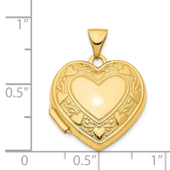 14K 19mm Heart Border Heart Locket Pendant