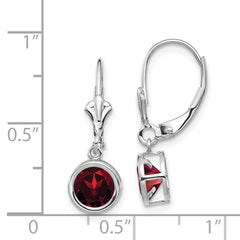 14k White Gold 6mm Garnet Leverback Earrings - 2