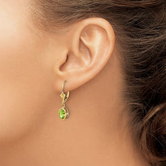 14k 7x5mm Oval Peridot Leverback Earrings