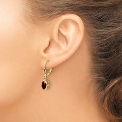 14k 8x6mm Oval Created Ruby Leverback Earrings
