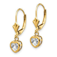 14k 5mm Heart Cubic Zirconia Earrings - 2